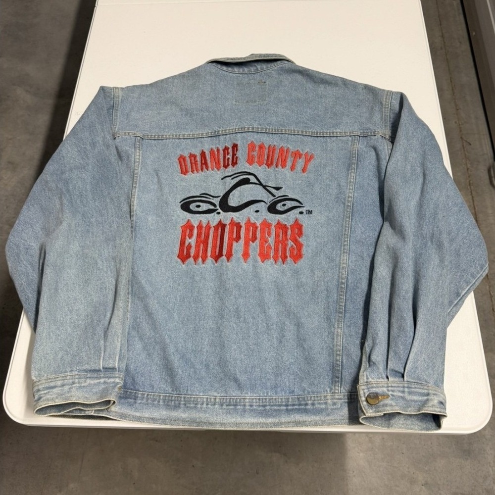 Orange County Choppers Denim Jacket Mens XXL Light Wash Embroidered Trucker OCC